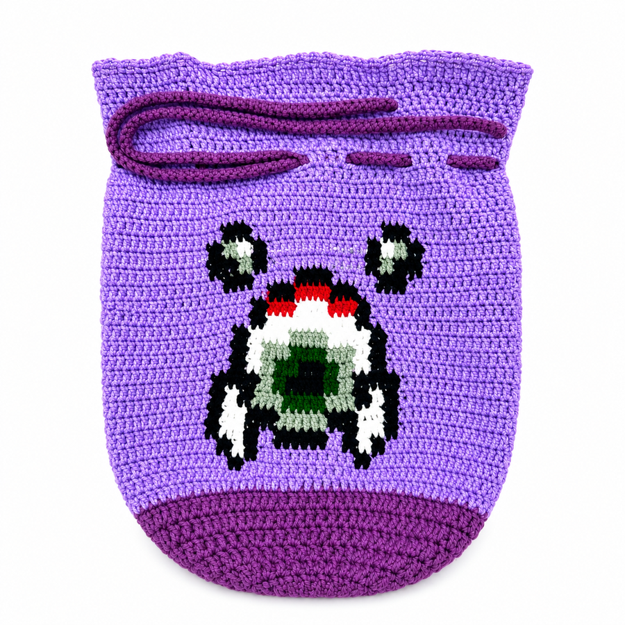 Handmade Crochet Treasure Bag - Purple Worm Edition
